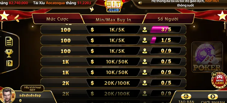 Thử Thách Bản Lĩnh Poker Tại HitClub Đẳng Cấp Với Hệ Thống Cá Cược An Toàn Nhất